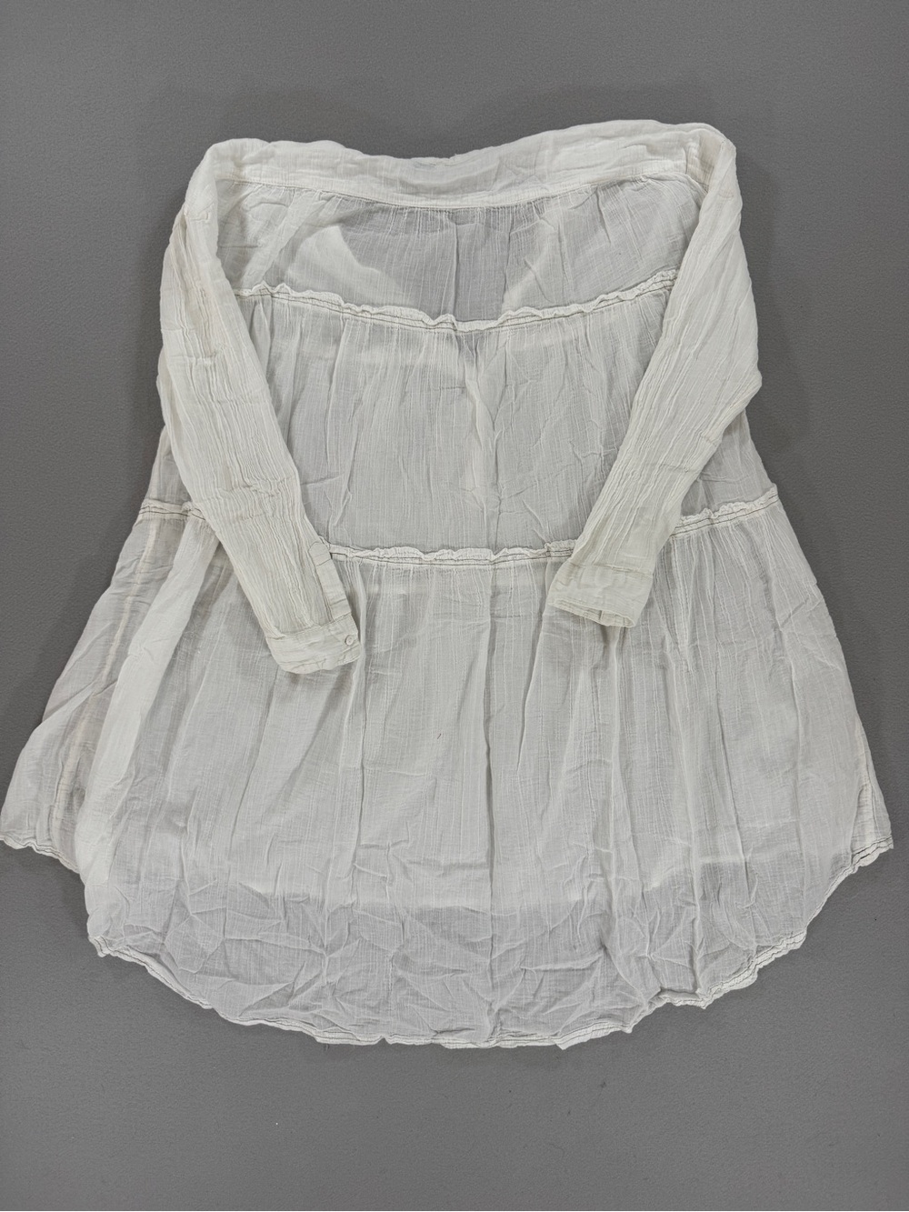Sundance White 100% Cotton Gauze Boho Tunic Dress Tiered Peasant Top Coastal - Picture 8 of 8